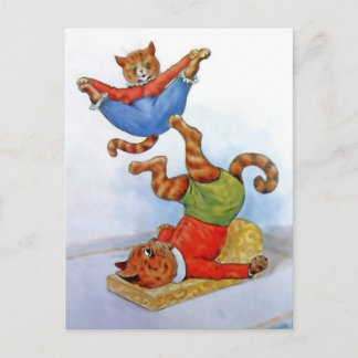 Vintage Acrobat Cats-vykort Vykort
