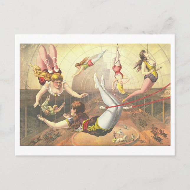 Vintage Acrobats Circus-reklamfilm Vykort (Framsida)