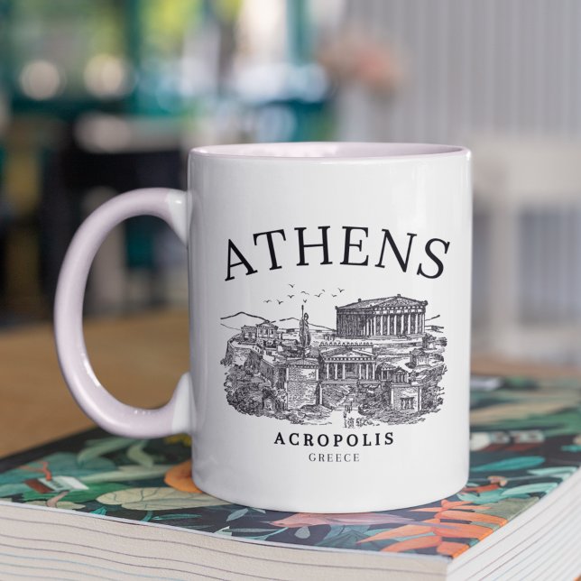 Vintage Acropolis of Athens Illustration Kaffemugg (Skapare uppladdad)