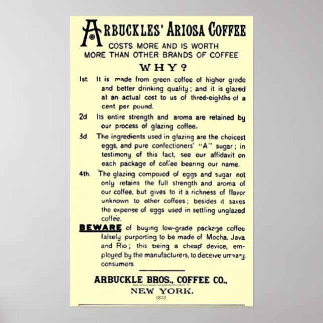 "Vintage-ad ARBUCKLES' ARIOSA COFFEE" Poster (Framsidan)