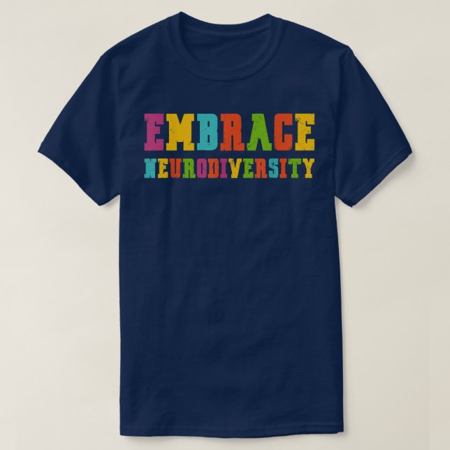 Vintage ADHD Autism ASD Embrace Neurodiversity T Shirt (Design framsida)
