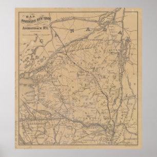 Vintage Adirondack Mountains Railroad Karta (1895) Poster