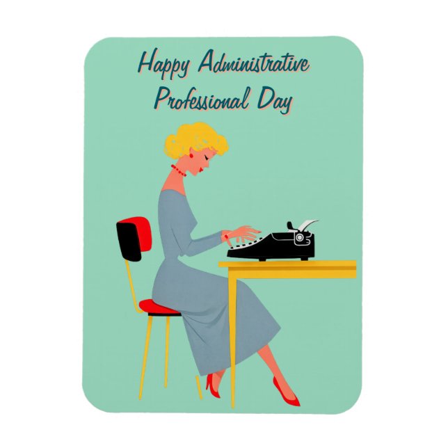 Vintage administrativ assistent – Retro kontor  Magnet (Vertikal)
