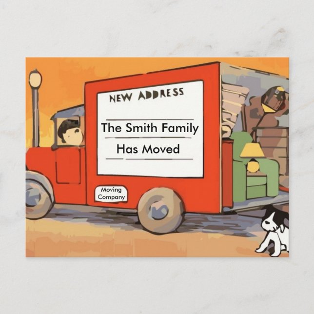 Vintage adressändrings vykort med flytt (Framsida)