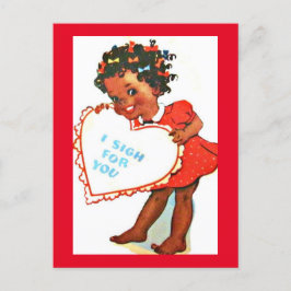 Vintage Adsible African Amer Girl Valentine Vykort