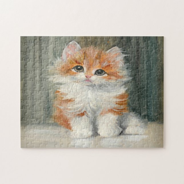 Vintage Adsible Kitten Meta Plückebaum Painting Pussel (Horisontell)
