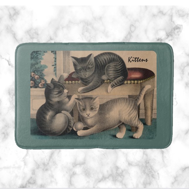 Vintage Adsible Kittens Lithograph Badrumsmatta (Skapare uppladdad)