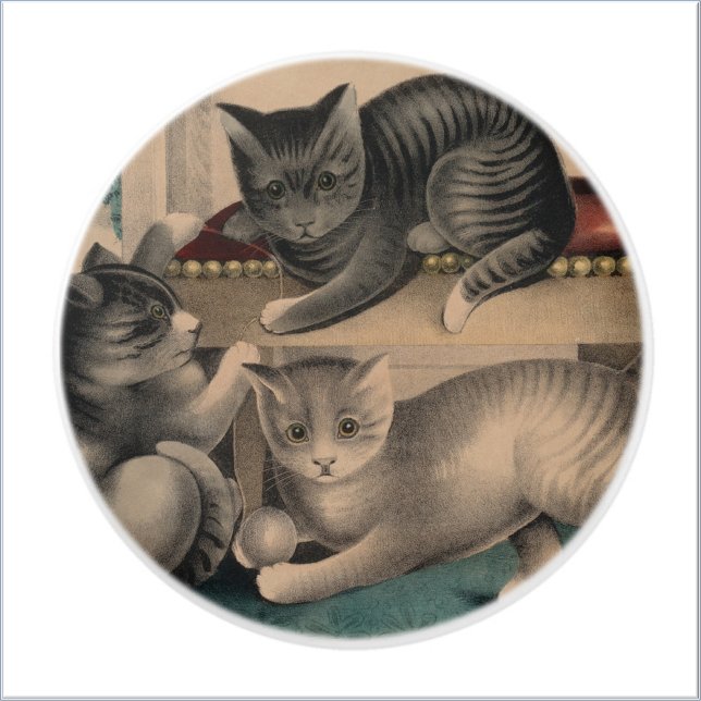 Vintage Adsible Kittens Lithograph Knopp (Skapare uppladdad)