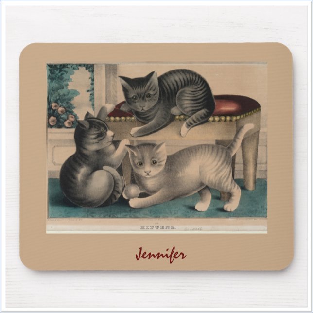 Vintage Adsible Kittens Lithograph Musmatta (Skapare uppladdad)