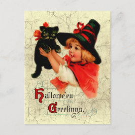 Vintage Adult Little Witch-vykort Vykort