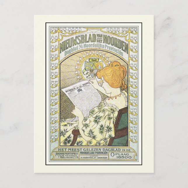 Vintage Advertising Art.: Nederländska tidningen N Vykort (Framsida)
