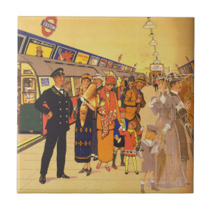 Vintage Advertising Poster för Londons tunnelbana Kakelplatta