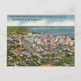 Vintage Aerial View of Miami, Florida Vykort