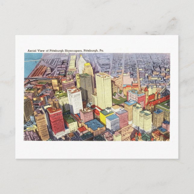 Vintage Aerial View of Pittsburgh Vykort (Framsida)