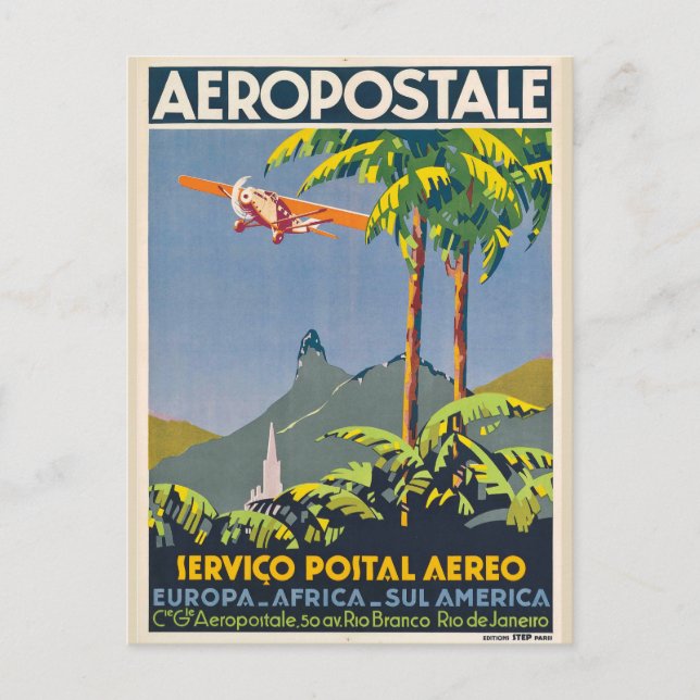 Vintage Aeropostale Travel Postcard Vykort (Framsida)