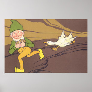 Vintage Aesop Fable Goose som lockade Golden Egg Poster