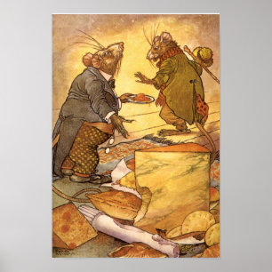 Vintage Aesops Fable, Land Mouse, City Mouse Poster