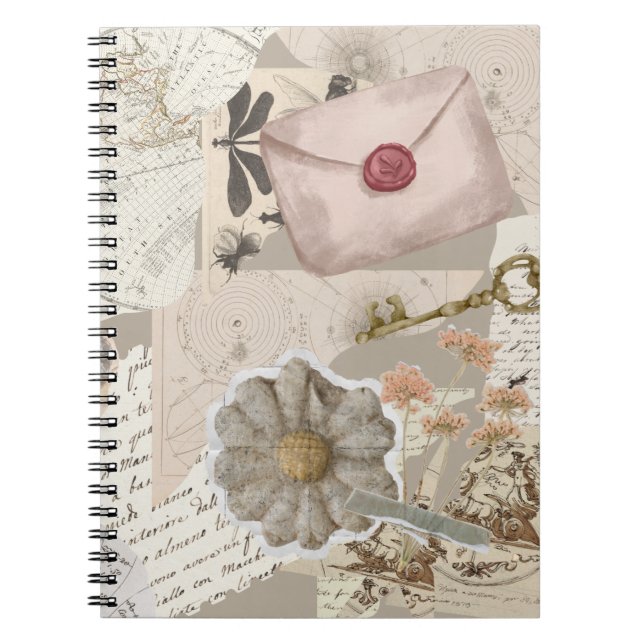 Vintage Aesthetic Collage Notebook Anteckningsbok (Framsidan)