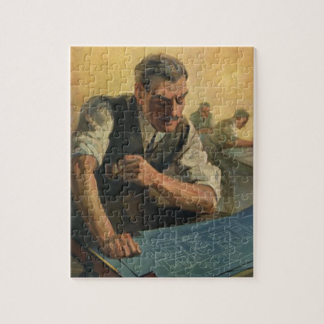 Vintage affärsarkitekt och byggnadsritningar pussel (Vertikal)