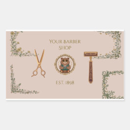 Vintage Affärskort för Barberare Rektangulärt Klistermärke