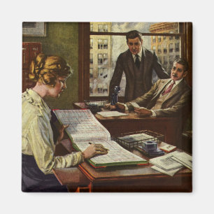 Vintage affärsmöte, kontor med chefer magnet