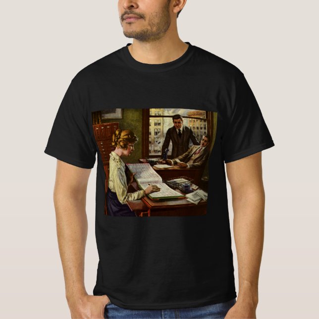 Vintage affärsmöte, kontor med chefer tee shirt (Framsida)