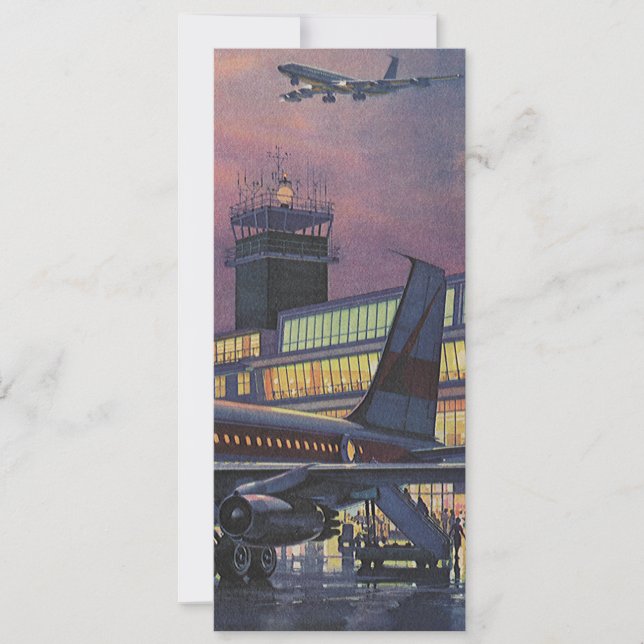 Vintage Affärspassagerare på flygplan på flygplats (Framsida)