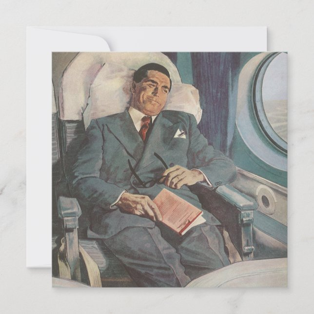 Vintage affärsresa, läsning på flygplanet (Framsida)