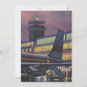 Vintage affärsresenärer på flygplan på flygplats