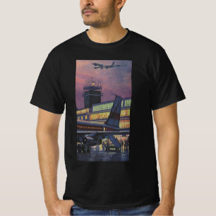 Vintage affärsresenärer på flygplan på flygplats t shirt