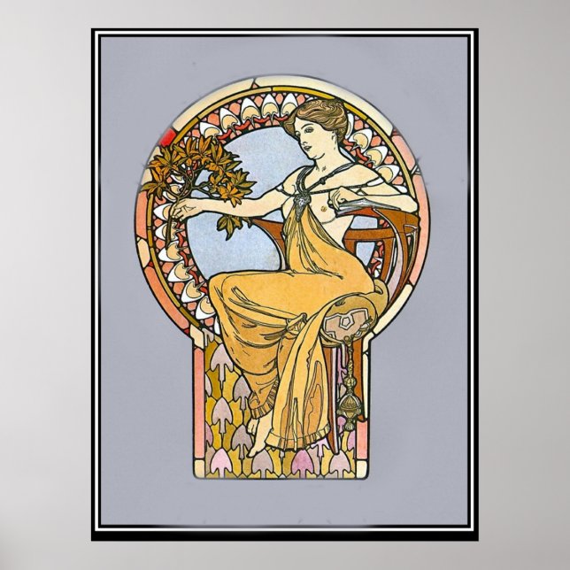 Vintage affisch Alphonse Mucha Ad (Framsidan)