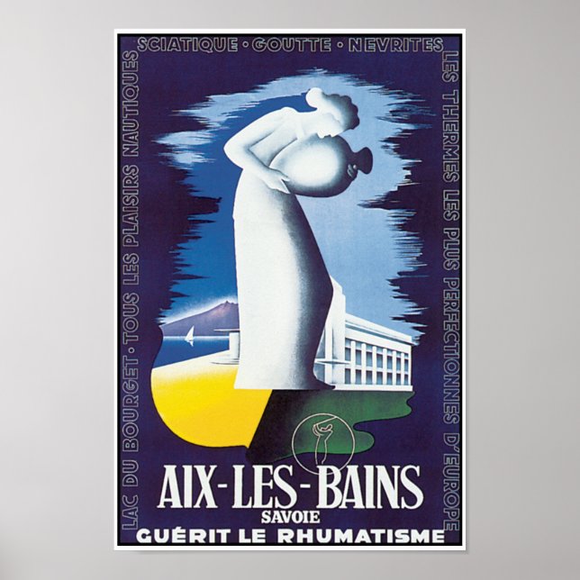 Vintage affisch Art: Aix-Les-Bains Healing Vatten (Framsidan)