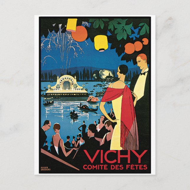Vintage affisch Art Vichy Frankrike Vykort (Framsida)