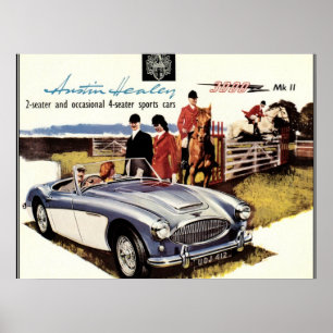VINTAGE AFFISCH - AUSTIN HEALEY 3000