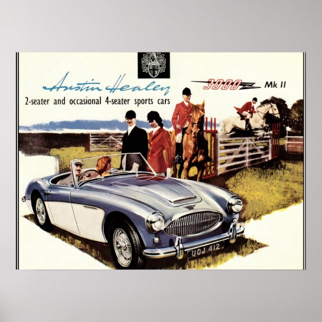 VINTAGE AFFISCH - AUSTIN HEALEY 3000 (Framsidan)