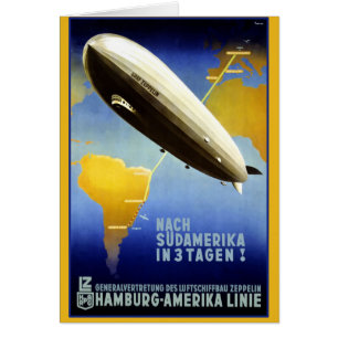 Vintage affisch av en Dirigible Hälsningskort