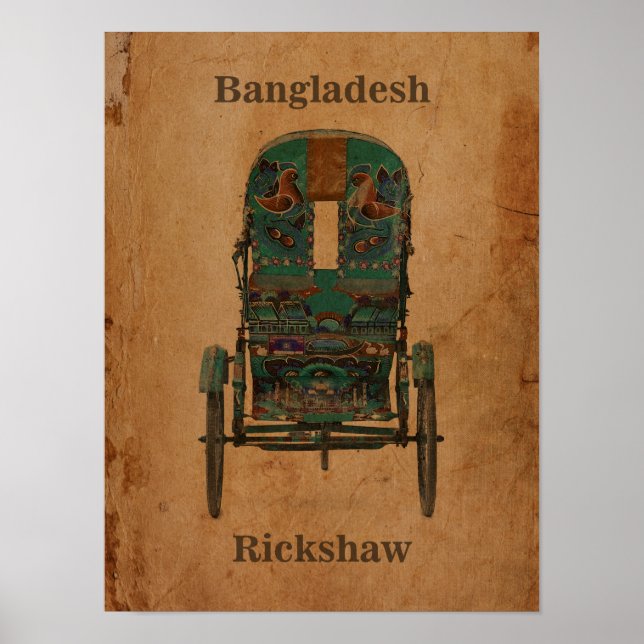 Vintage affisch Bangladesh Rickshaw (Framsidan)