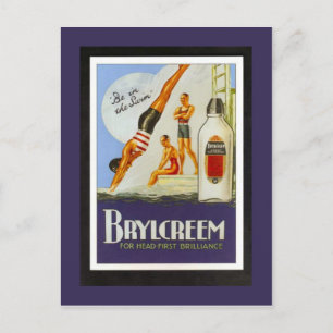 Vintage affisch, Brylcreem, bassäng Vykort