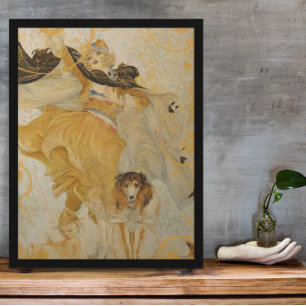 Vintage affisch Collie Hund och Mode Diva