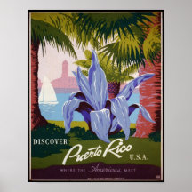 Vintage affisch, Discover Puerto Rico USA