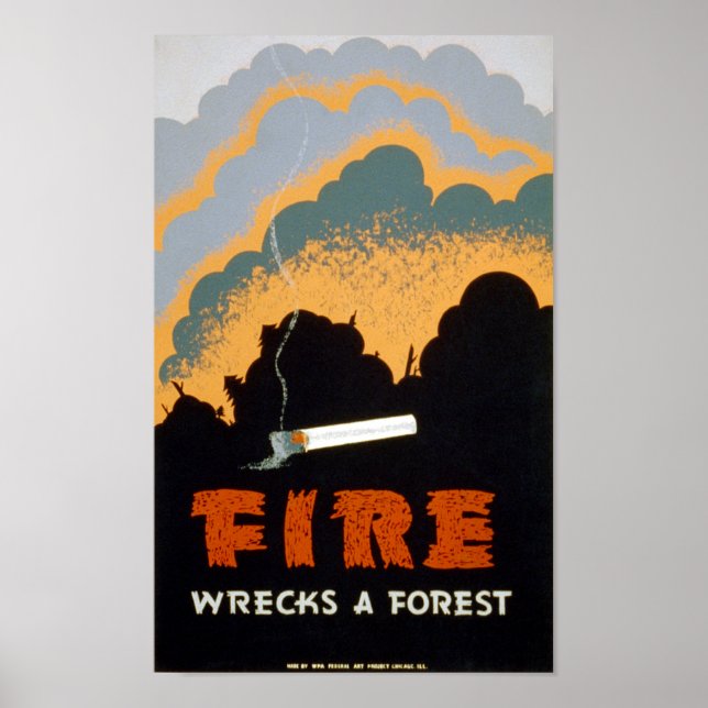 Vintage affisch Fire Wrecks a Forest - POSTER (Framsidan)