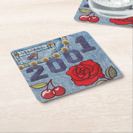 vintage affisch födelsedag 2001 eller återförening underlägg papper kvadrat