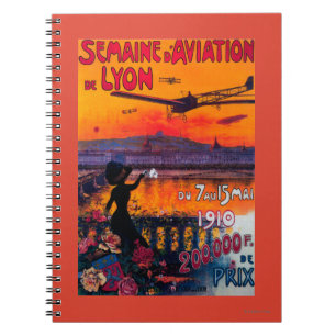 Vintage affisch för De Lyon för Semaine dflyg Anteckningsbok Med Spiral