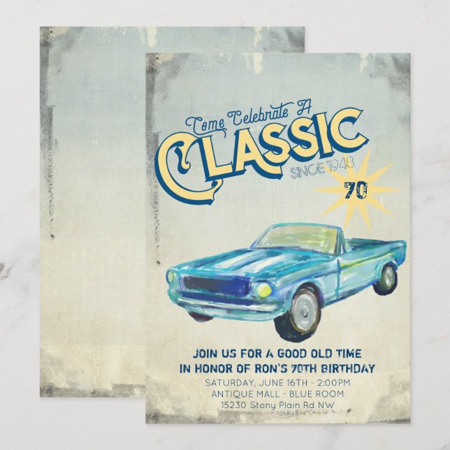 Vintage affisch för garagefest inbjudan (Fram/baksida)