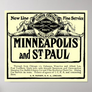Vintage affisch för Illinois centraljärnväg