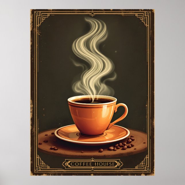 Vintage affisch för kaffehus (Framsidan)