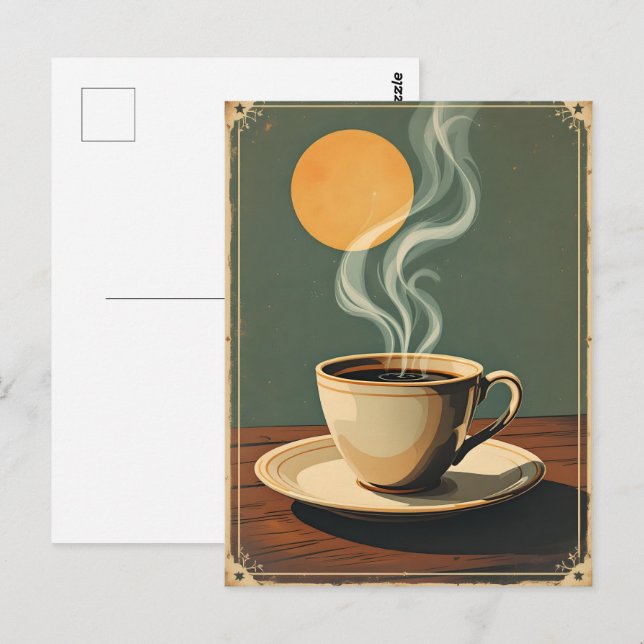 Vintage affisch för kaffehus vykort (Fram/baksida)