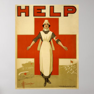 Vintage affisch för Röda korsjuksköterska WPA