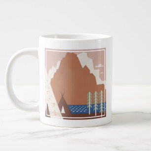 Vintage affisch främjar resor till Montana. 2 Jumbo Mugg