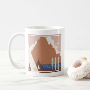 Vintage affisch främjar resor till Montana. 2 Kaffemugg